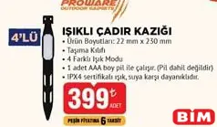 PROWARE IŞIKLI ÇADIR KAZIĞI 4'LÜ
